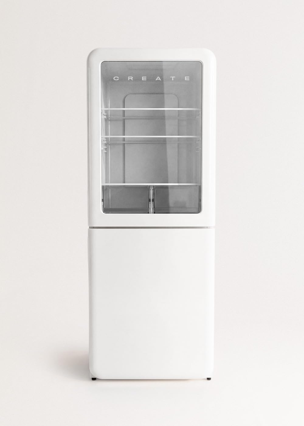 CREATE / FRIDGE RETRO KNOCK KNOCK 401L / Frigorífico combi con ventana de visualización blanco/No Frost, tecnología inverter, función enfriamiento rápido, control de temperatura, estilo retro, 190W