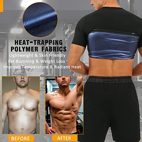 Sauna Shirt for Men Sweat Suit Short Sleeve Compression T-Shirt Weight Loss Body Shaper Shirts for Workout Sports Exercise3