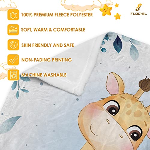 Flochil Personalized Baby Blankets, Custom Baby Blanket - Baby Blanket With Name For Boy, Best Gift For Baby, Newborn Giraffe Plush Fleece (30X40) #TOP2