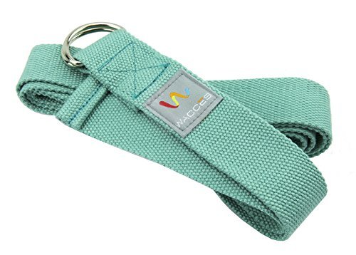 Wacces D-Ring Buckle Cotton Yoga Straps Bands - Best for Stretching - (8 ft - Turquoise)
