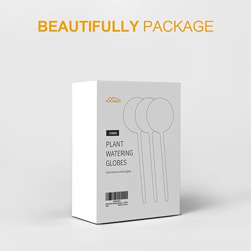 Miniatura 6 de KiKiHeim 3 globos de riego de plantas, globos de riego automático de vidrio iridiscente, picos de inserción para maceta, bombillas de agua