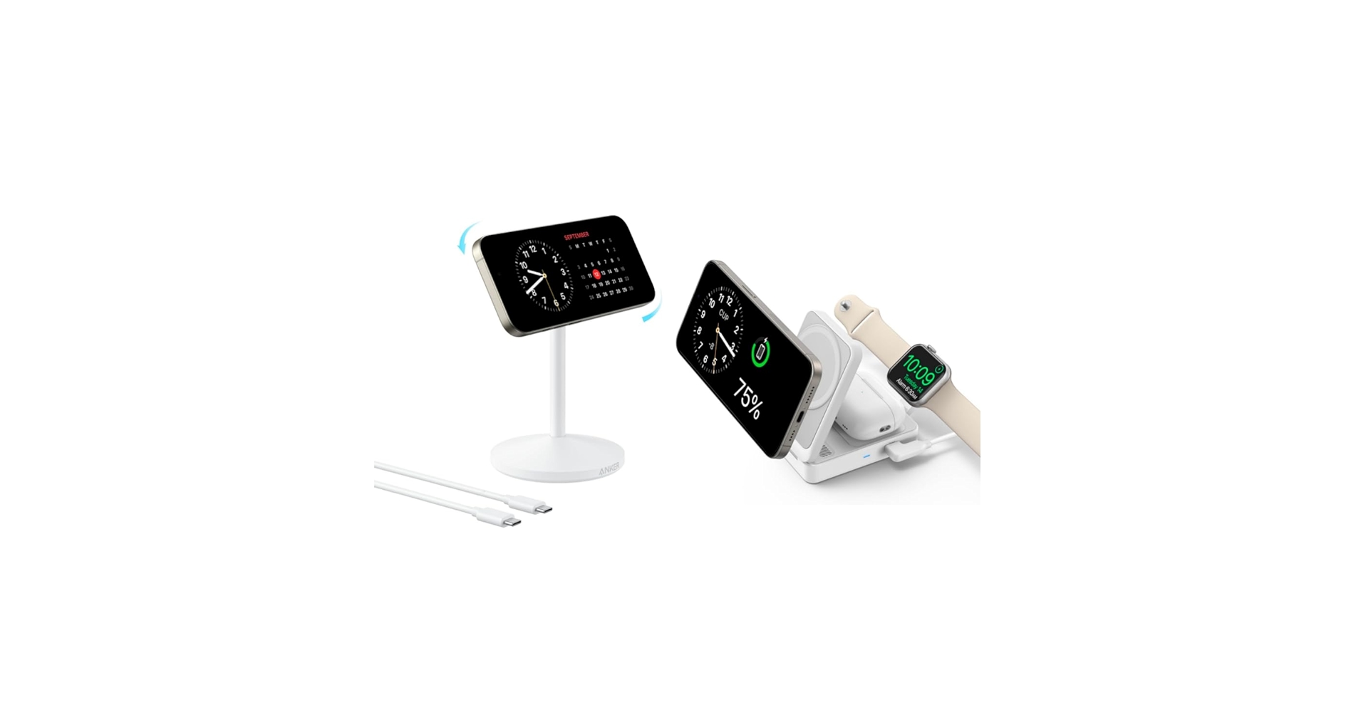 anker maggo wireless charging station 白 Amazon.com: Anker MagGo Wireless Charging Station Magnetic