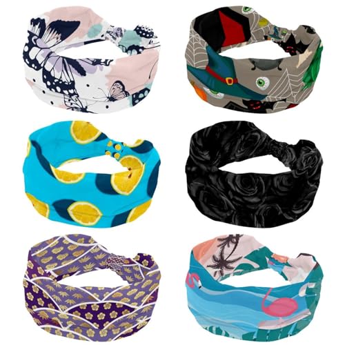 Bandeau pour femme qui ne glisse pas lot de 6 turbans doux anti-maux de tête pour le sport