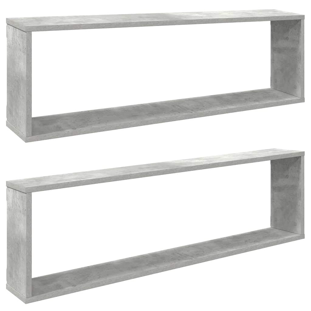 Générique Wandregale, Würfel, 2 Stück, aus Holz, grau, Beton, Wandregal, Design für Bücher, CDs, Blumen, separate Montage oder Set