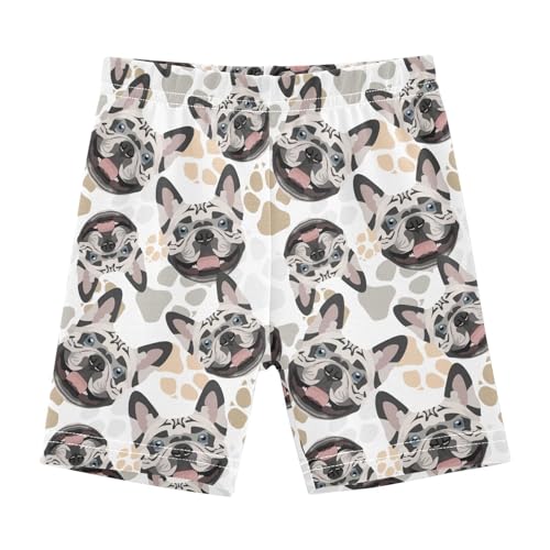 JHKKU Girls French Bulldog Shorts Cotton Cartwheel Bike Kids Biker Under Dress Dance Short Girl Clothes 8Y