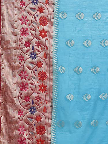 PTIEPL BANARASI SILK WORKS sky blue banarasi silk saree – image 3
