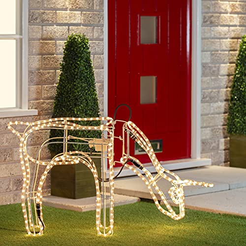 The Christmas Workshop 73210 3D Moving Grazing Reindeer Christmas Light / Indoor or Outdoor Christmas Decorations / 10 Metres of Warm White LED Lights / Mains Operated / 97x56x17cm