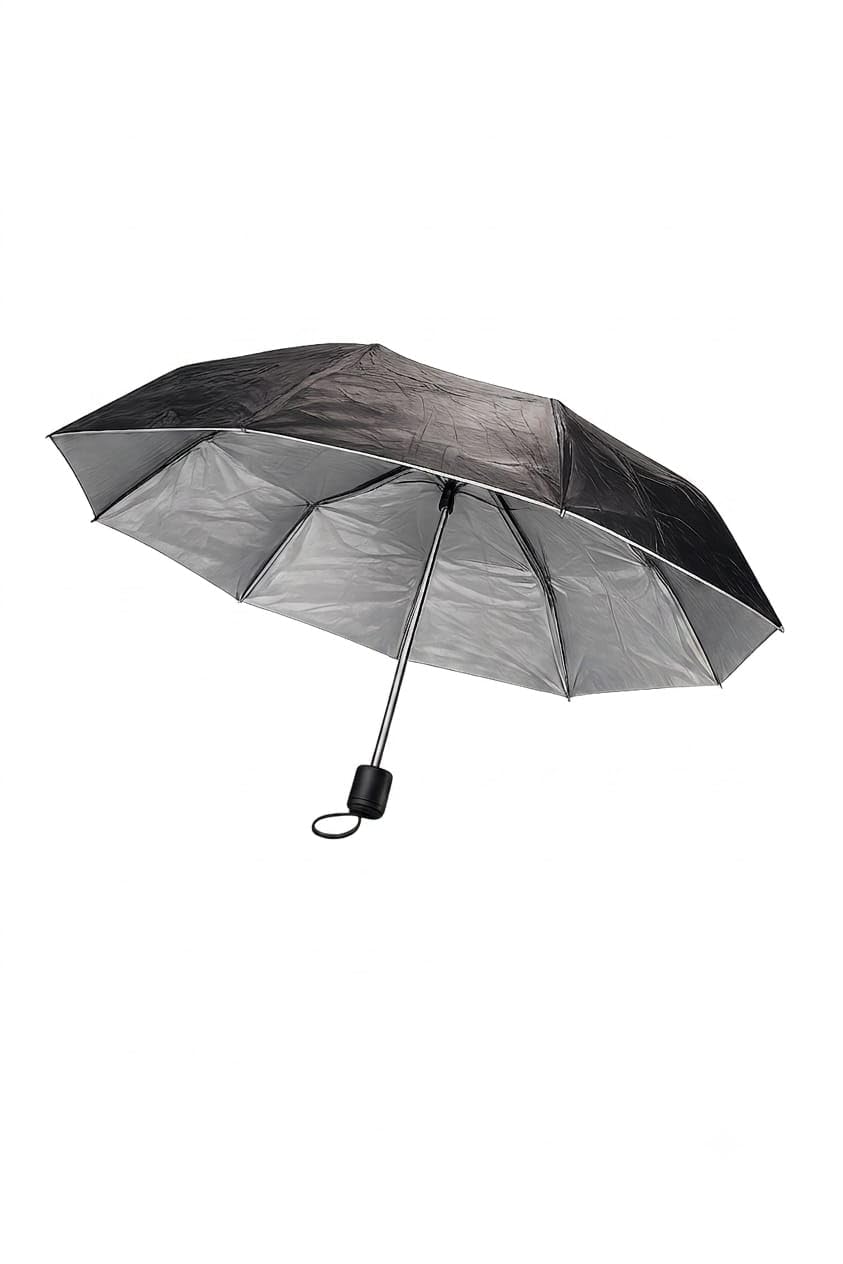 Foldable Travel Umbrella Black and Silver-image-37