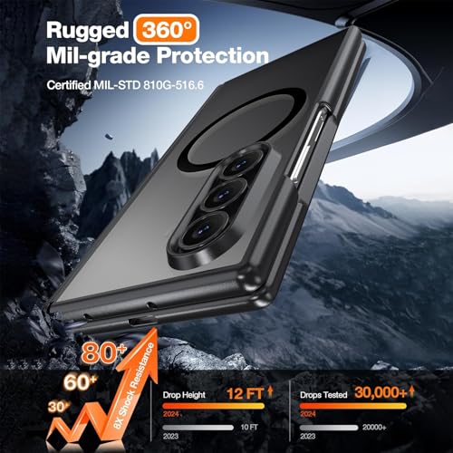 Image of WRJ for Samsung Galaxy Z Fold 7 Case Built-in Screen Protector,Black