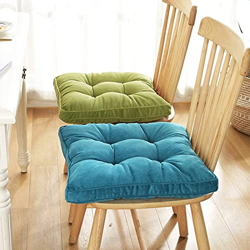 Dining Chair Booster Cushion Set Of 2, Modern Simple Square Tufted Chair Pad, Corduroy Fabric Floor Pillow For Garden Kitchen Dining Living Room Patio Office Off-White #TOP1