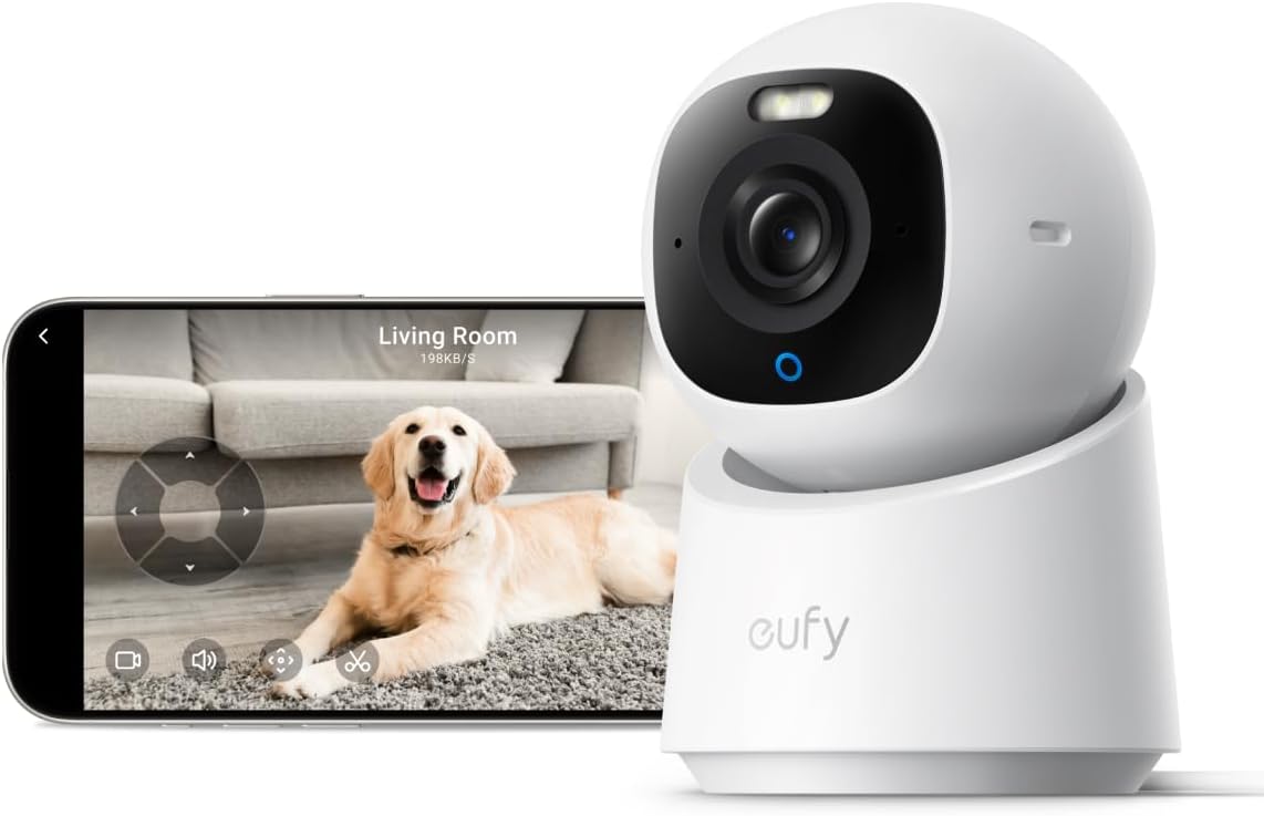 camera E30 Indoor Security Camera 4K Dog/Pet Camera/Baby Monitor, No Subscription, 360° Pan &Tilt,Human/Pet Auto Tracking,24/7 Recording,Colour Night Vision,Works with Homekit