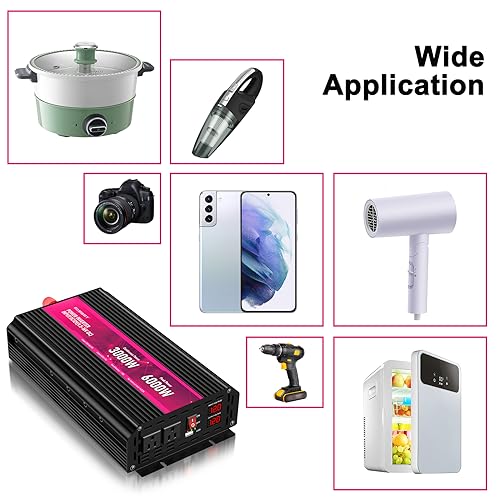 3000W Power Inverter,12V DC to AC 110V120V Peak Power 6000W with 2AC Outlets and 2.4USB Port,LCD Display Car Inverter for Outdoor Activities,Emergency