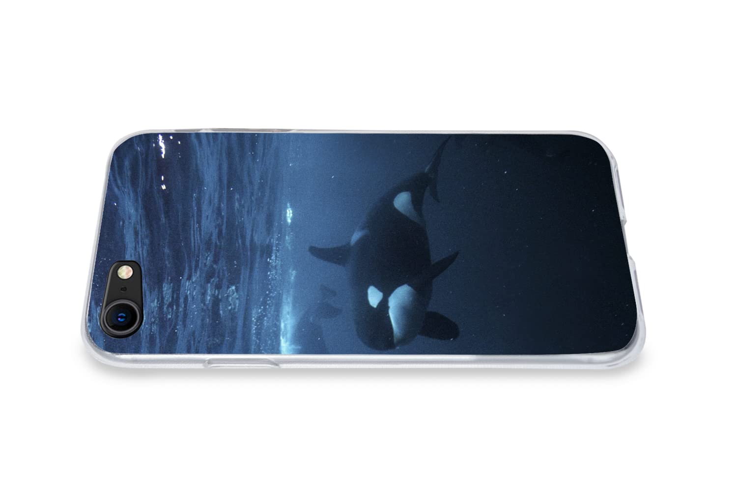 MuchoWow Funda para iPhone SE 2020 - Orcas bajo el Agua - Funda de Silicona/Funda Blanda para teléfono móvil