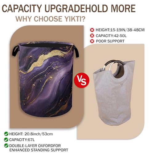 Image of Purple Gold Marble Laundry Hamper,Modern Abstract Collapsible Laundry Baskets,Waterproof Oxford Cloth Laundry Room Organization for Bedroom,Bathroom,Nursery,16x20 Inch
