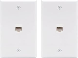 VCE Ethernet Wall Plate (UL Listed), 1-Port Cat6 Female to Female Wall Jack, Keystone Wall Plate with RJ45 Keystone Inline Coupler, White (2-Pack)