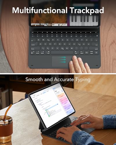 ESR 【Upgraded】 iPad Air 13" (M4/M3/M2, 2026/2025/2024) Hülle mit Tastatur, Tastaturhülle mit Einzustellendem Magnetständer, Hoch-/Erhöhter Modus, Abnehmbare Schutzhülle, Rebound 360 Serie, Schwarz 6
