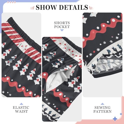 Boys' Pants Christmas Tree Red White Stripe Long Bottoms Jogger Pants Elastic Waist Trousers with Pockets S-XL4