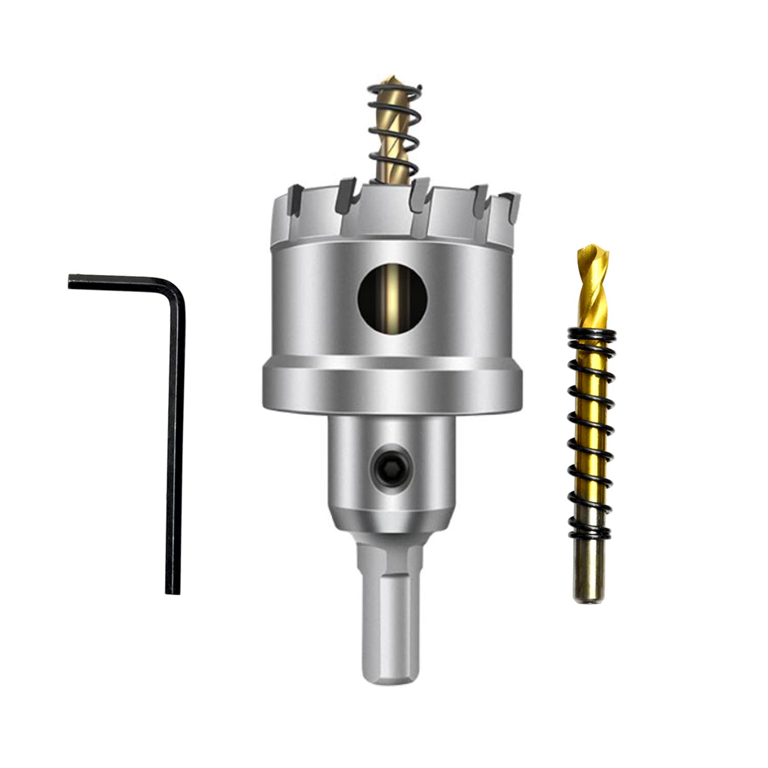 ASNOMY 40mm Punta per sega a tazza con punta in carburo di tungsteno, per metalli duri, sega a tazza T.C.T, con 2 punte per trapano pilota in titanio, per metallo, acciaio, ferro, legno, plastica
