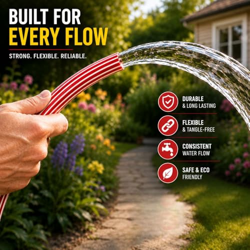Image of Multi-Purpose Hose Pipe Set with 1 Clamp - Flexible, Leak-Proof Garden Hose for Home, Car Wash & Lawn Use | Heavy-Duty PVC Material, Easy to Connect & Store (15 meter, 0.5 Inch)