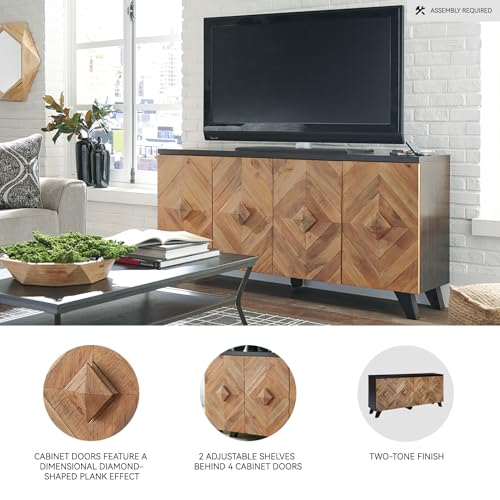 Image of Signature Design by Ashley Robin Ridge Modern Wood Accent Cabinet or TV Stand, Brown & Black