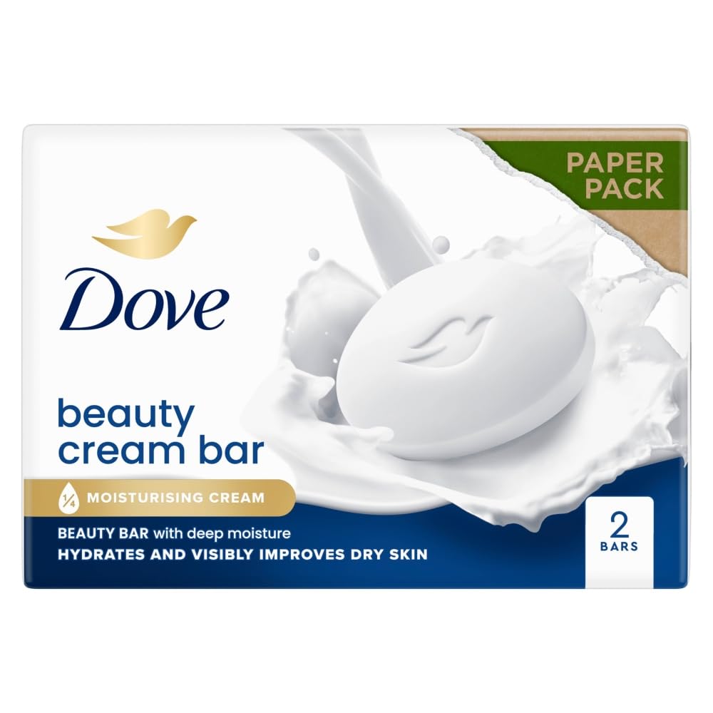 Dove Original Beauty Bar Soap with ¼ moisturising cream for softer, smoother, healthier-looking skin 2x 90 g