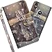 Produktbild COTDINFOR Motorola Moto One Hülle 3D-Effekt Painted cool Schutzhülle PU Leder Flip Bookcase Handy Tasche Schale mit Magnet Standfunktion Etui für Motorola Moto One / P30 Play Cat Tiger YX.