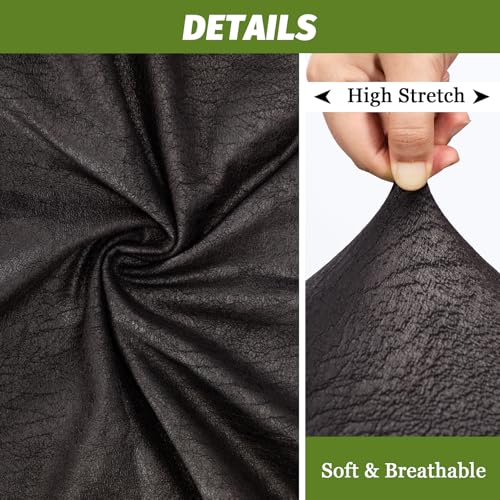 Image of FUANGUI Bar Stool Covers Set of 2, Faux Leather Looking Stretch Bar Stool Chair Cover Slipcovers, Counter Stool Bar Chair Covers for Kitchen Pub Dining Room Retro Style Home Deco- Black
