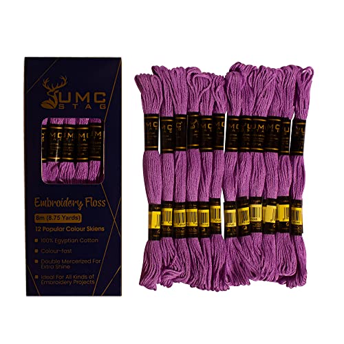 Image of 12 Pieces Violet 98 /3835 Premium Embroidery Thread Egyptian Cotton Skeins Cross Stitch Floss Oeko TEX Stranded Light Purple 98