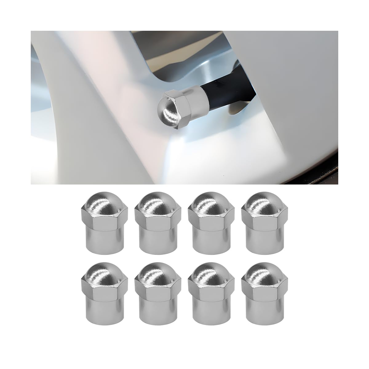 Car Tire Valve Stem Cap 8PCS Dust Proof Hexagonb Auto Wheel Tirm Tyre Cover with Rubber O Ring