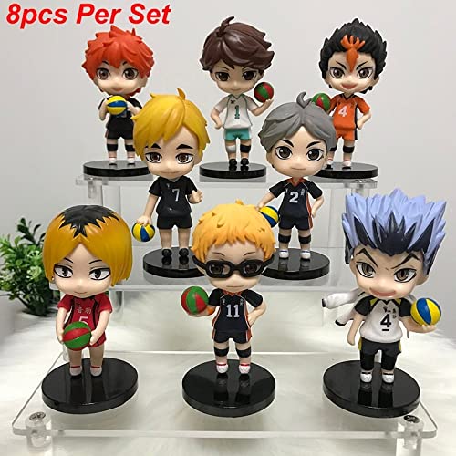 Image of Trunkin Haikyuu Volleyball Action Figure Set C 8 Pcs 9 cms Set Rubber Figure Set Anime Bokuto Oikawa Kenma Hinata Shoyo Tobio Koushi Model Toy Boy Gift Collectible Figurines,Multicolor