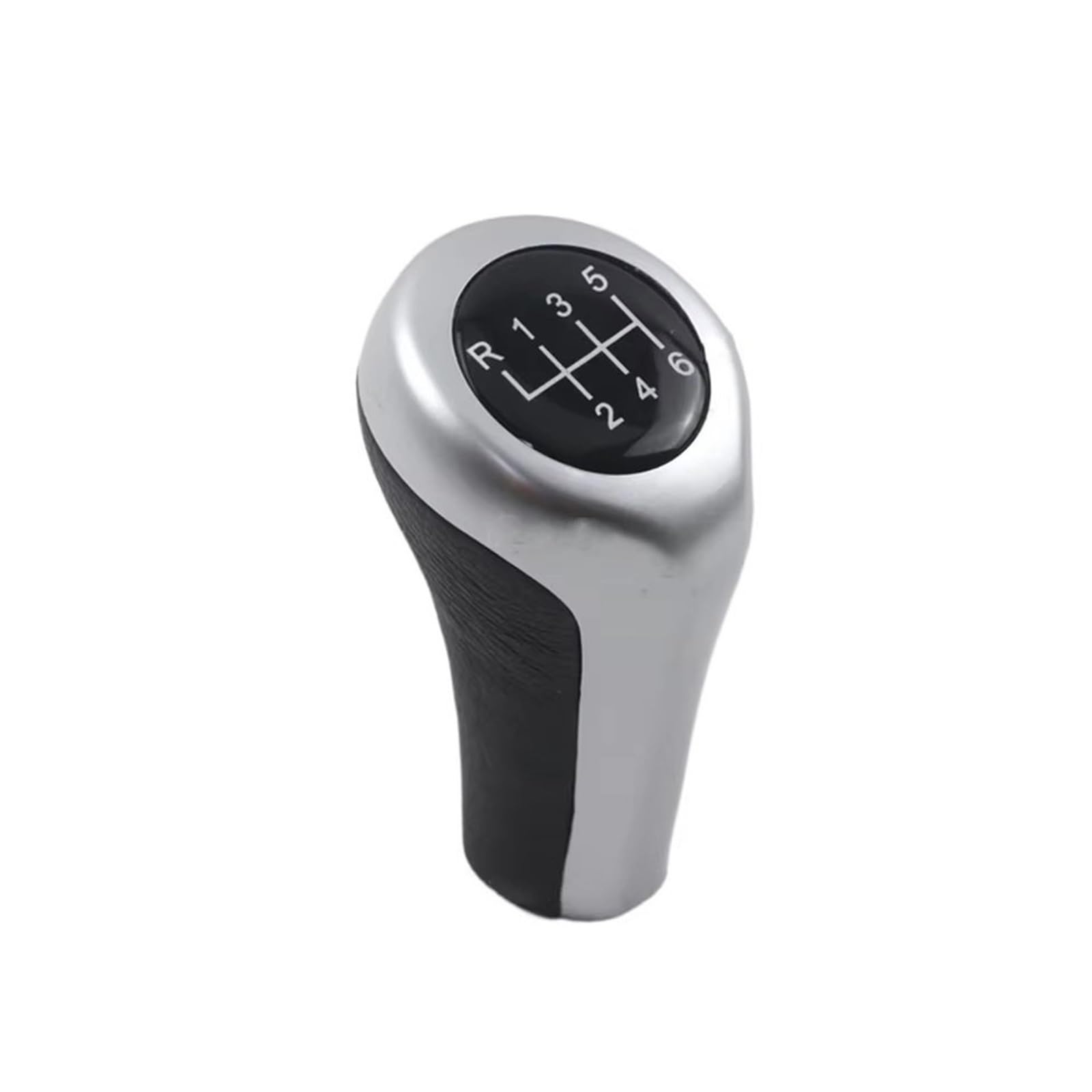 OUVECR Car Shift Gear Knob Handle for BMW 1 3 5 6er for E46/53/60 /61/63 /81/82 /83/84 /87/90 /91/92 Car 6 Speed Leather Gear Shift Knob Gear Shift Cover(Silver 6-Speed)