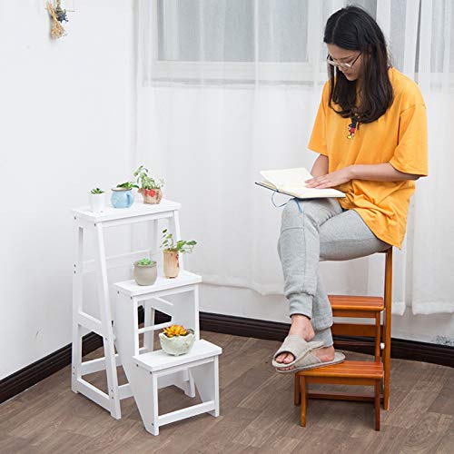 Silla escalera de madera con 3 peldaños plegables y taburete multifunción 5