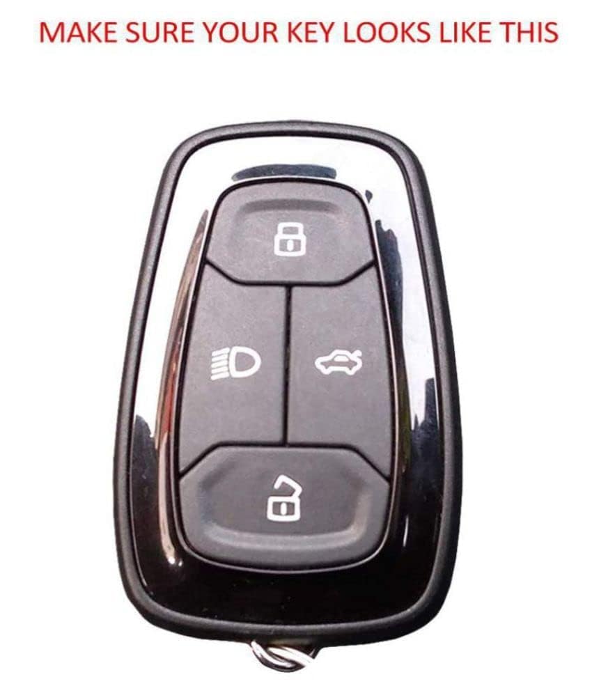 Image of Aliens WorldLeather Smart Car Key Cover Case with Metal Hook Keychain for Tata Altroz, Harrier, Tigor BS6, Gravitas, Nexon (Black)