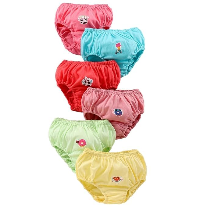 SMILE BABY Unisex Cotton Panties Baby Boys and Girls Brief Panty Innerwear Combo Shorts Underwear Briefs,Multicolor Kids Pack for Kids| Unisex, 100% Pure & Soft Organic Comfortable (Pack of 6)