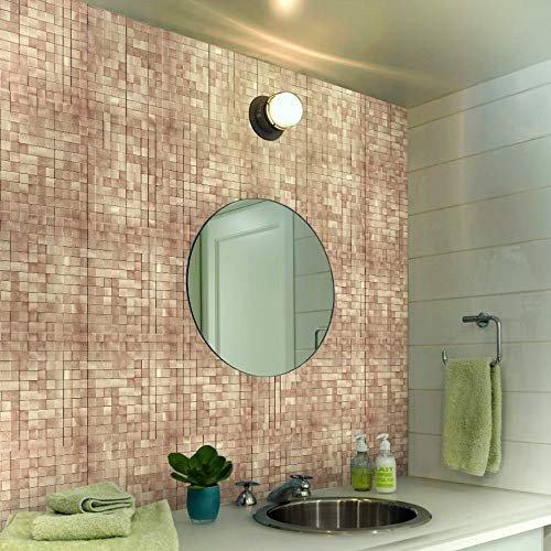 Decopus Metal Mosaic Tile Peel And Stick (Square Copper Mosaic Tile 5Pc Pack) For Kitchen Backsplash, Bathroom Wall Accents, Table Tops Coverings In Gold Bronze Smart Speed Tile Removable #TOP5