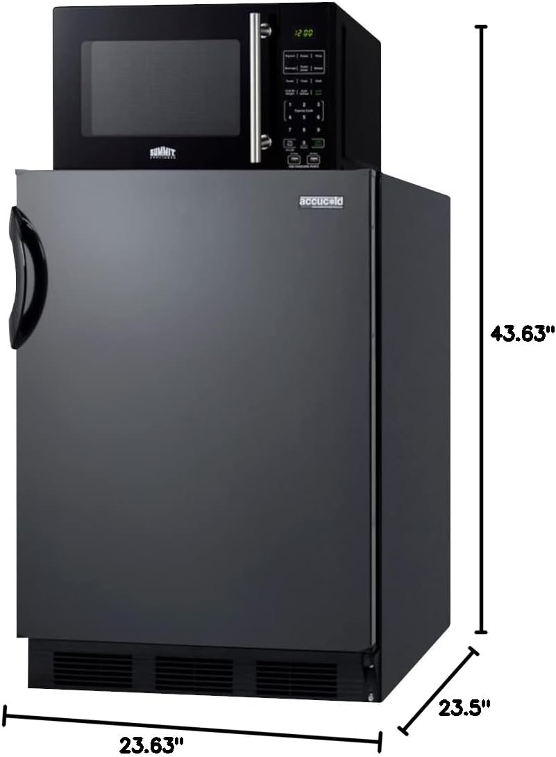 ACCUCOLD MRF66BKA Microwave/Refrigerator-Freezer Combination with Built-in Power Allocator, 5.1 cu.ft Capacity Refrigerator, Cycle defrost, One-touch Cooking, Thin-line Design, Mute Function