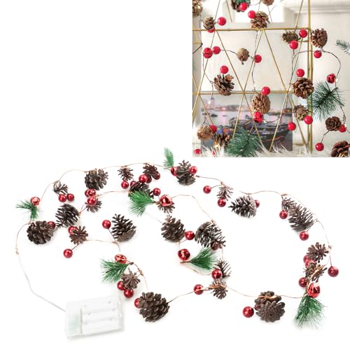 LEDライト クリスマス装飾 イベント会場 点灯モード2種 雰囲気作り リース ツリー 松ぼっくり付き (2m)