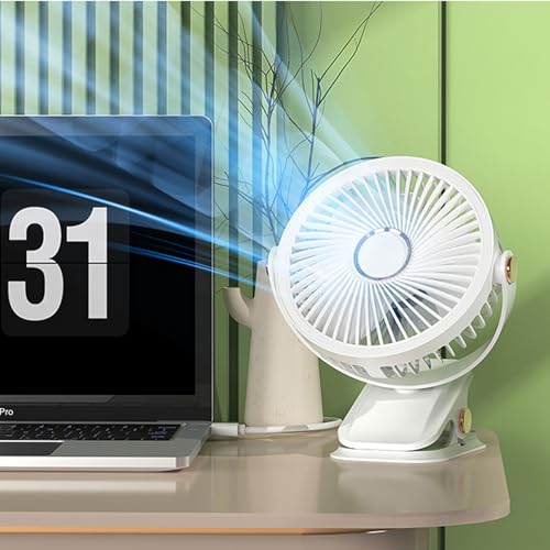 Ventilador con clip recargable para combatir el calor en el escritorio con ángulo ajustable 2