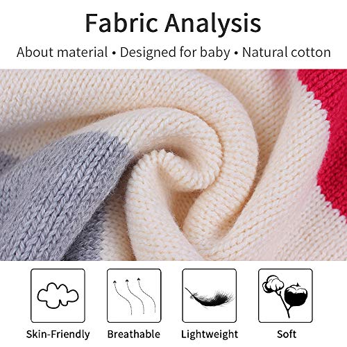 Suéter infantil Peecabe de manga comprida, gola redonda, pulôver de algodão, suéter de malha para be