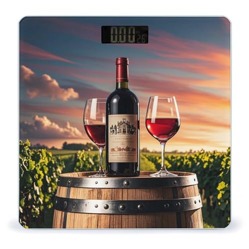 Báscula digital de baño VTCTOASY con diseño barril de vino miniatura 1