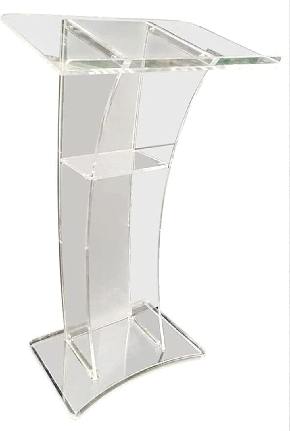 Slanted Podium Lectern Conference Pulpit Acrylic Podium Clear Transparent Church Lectern Pulpit Office Stand up Floor-Standing Podium Lectern (Type 3)