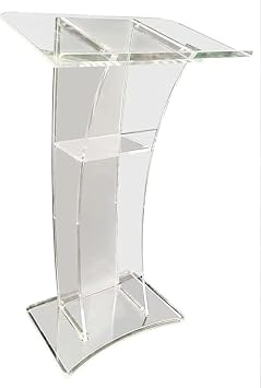 Slanted Podium Lectern Conference Pulpit Acrylic Podium Clear Transparent Church Lectern Pulpit Office Stand up Floor-Standing Podium Lectern (Type 3)