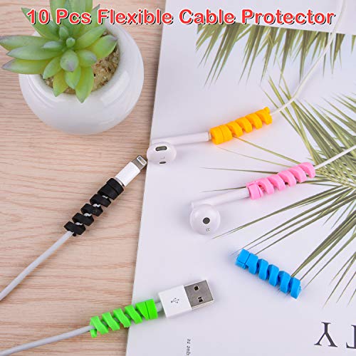 TUPARKA 22 Pcs Charger Cable Protector, Plastic Cute Fish Animal Unicorn Charging Cable Saver and Spring-Shaped Flexible Cable Protecters, USB Cable Saver Phone Accessory Protect Charger Cable