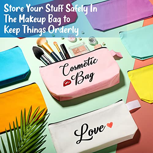 Reginary 40 Pcs Canvas Cosmetic Makeup Bags Bulk Portable Pencil Pouch with Zipper Travel Toiletry Organizer Colored Carrying Case, Operation Christmas Gifts Bulk Items(9.8 x 5 x 2 Inch)4