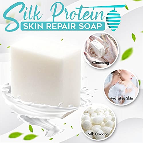 Silk Protein Skin Repair Soap for Tik Tok, Goats Milk Brushed Wire Mesh Oil Control Cleansing and Removal Soap, Skin… - Image 4