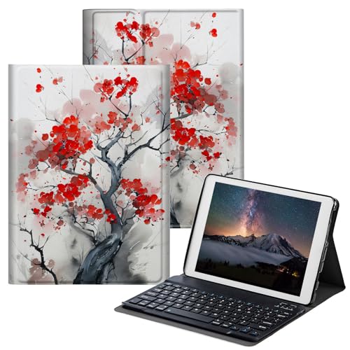 BPQOJB for Samsung Galaxy Tab A7 Lite Case with Detachable Wireless Keyboard & Adjustable Stand Protect Cover Tablet Case for Samsung Galaxy Tab A7 Lite 8.7 inch 2021 - Ink Painting Tree