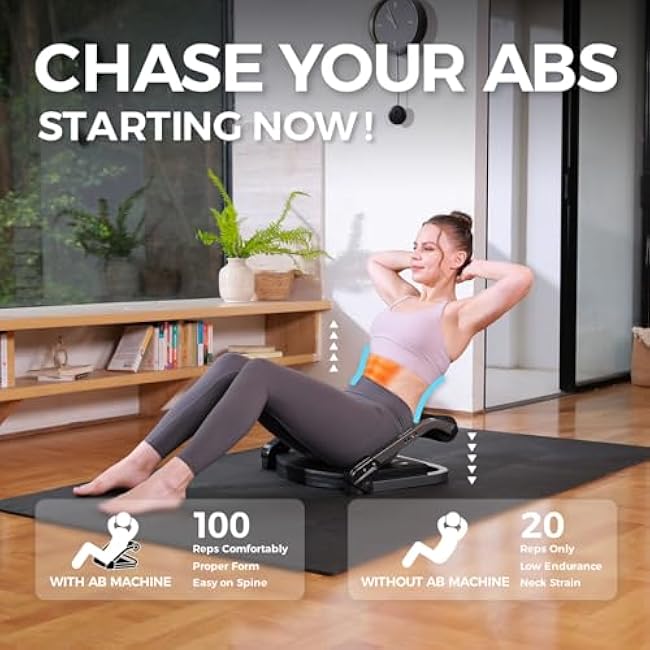 AIRHOP Ab Machine for Stomach Workout, Abs Workout Equipment for Sit Up Exercise, 4-Speed Adjustable Ab Trainer Machine with Automatic Rebound, Home Gym Abdominal Exercise Equipment for All Ages