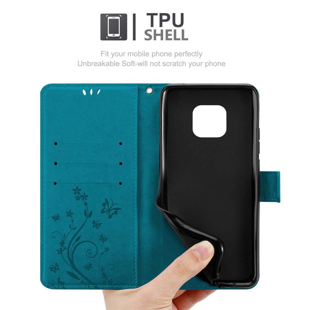 CADORABO Cover con chiusura magnetica, funzione stand e tasca per le carte CUSTODIA A LIBRO per MATE 20 PRO, Mandala Blu No. 1