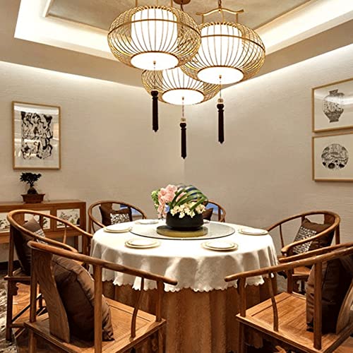 Lantaarnkroonluchter In Chinese Stijl Hangende Stoffen Lampenkap Semi-inbouw Retro Industriële Lamp Retro Creatieve Lamp… - Afbeelding 5