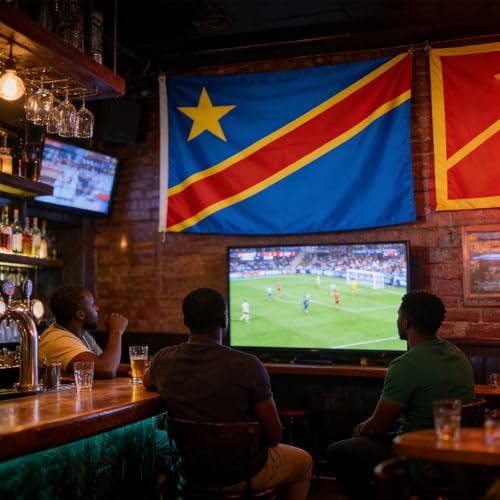 Image of AhfuLife Flag 3x5 Ft, Large Flags for Outside - Double Side with Brass Eyelets for World Cup Olympic Party Decorations Bar Garden Street Decoration Indoor Outdoor (2, Congo DR)